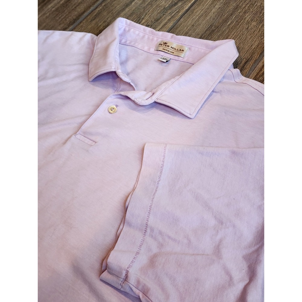 Peter Millar Nanoluxe Polo Shirt Mens XXL Light Purple Cotton MS17K30S Short Slv